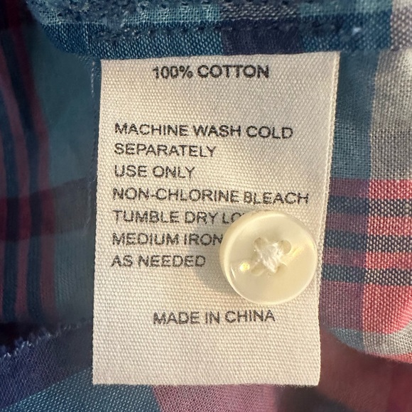 Trovata Birds of Paradis Blue Pink Plaid Carla High Neck Shirt - Picture 11 of 13